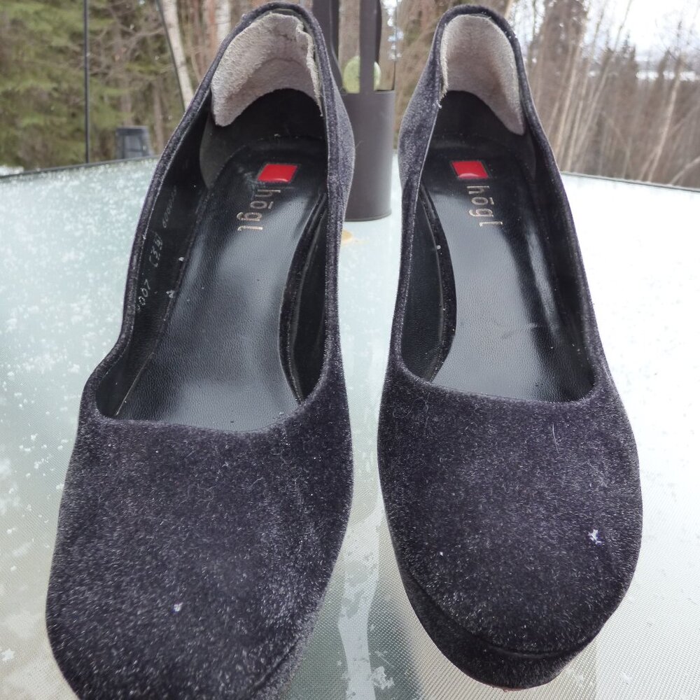 HOEGL GOTH WEDDING BLACK FUZZY FEEL HIGH HEELS CLOSED SHOES SIZE 9 - Picture 2 of 14